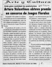Arturo Volantines obtuvo premio en concurso de juegos florales  [artículo].