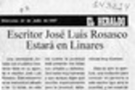 Escritor José Luis Rosasco estará en Linares  [artículo].
