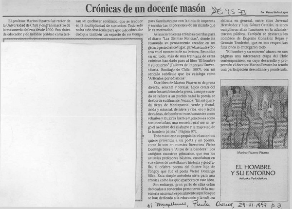 Crónicas de un docente masón  [artículo] Marino Muñoz Lagos.