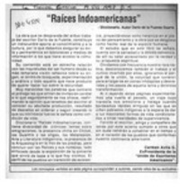 "Raíces indoamericanas"  [artículo] Carmen Avila G.