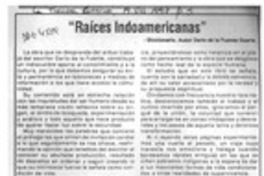 "Raíces indoamericanas"  [artículo] Carmen Avila G.