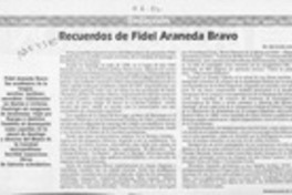 Recuerdos de Fidel Araneda Bravo  [artículo] José Arraño Acevedo.