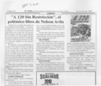 "A 120, sin restricción", el polémico libro de Nelson Avila  [artículo].