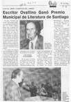 Escritor ovallino ganó premio minicipal de literatura de Santiago  [artículo].