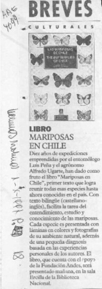 Mariposas en Chile  [artículo].