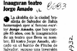Inauguran teatro Jorge Amado  [artículo].