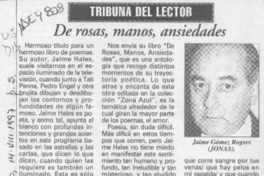 De rosas, manos, ansiedades  [artículo] Jaime Gómez Rogers.