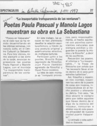 Poetas Paula Pascual y Manola Lagos muestran su obra en La Sebastiana  [artículo].