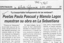 Poetas Paula Pascual y Manola Lagos muestran su obra en La Sebastiana  [artículo].