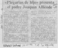 "Plegarias de hijo" presenta el padre Joaquín Alliende