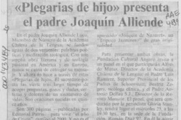 "Plegarias de hijo" presenta el padre Joaquín Alliende