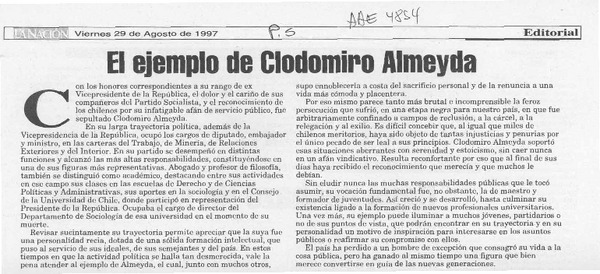 El Ejemplo de Clodomiro Almeyda  [artículo].