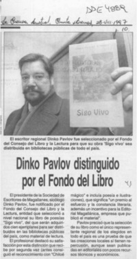 Dinko Pavlov distinguido por el Fondo del Libro  [artículo].