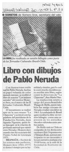 Libro con dibujos de Pablo Neruda  [artículo].
