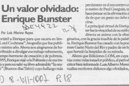 Un valor olvidado, Enrique Bunster  [artículo] Luis Merino Reyes.