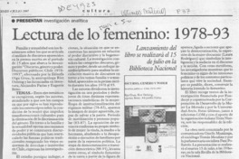 Lectura de lo femenino, 1978-93  [artículo].