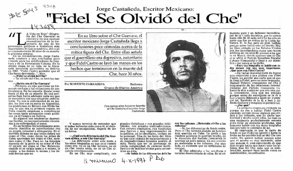 "Fidel se olvidó del Che"  [artículo] Roberto Zamarripa.