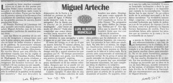 Miguel Arteche  [artículo] Luis Alberto Mansilla.