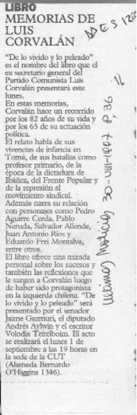 Memorias de Luis Corvalán  [artículo].