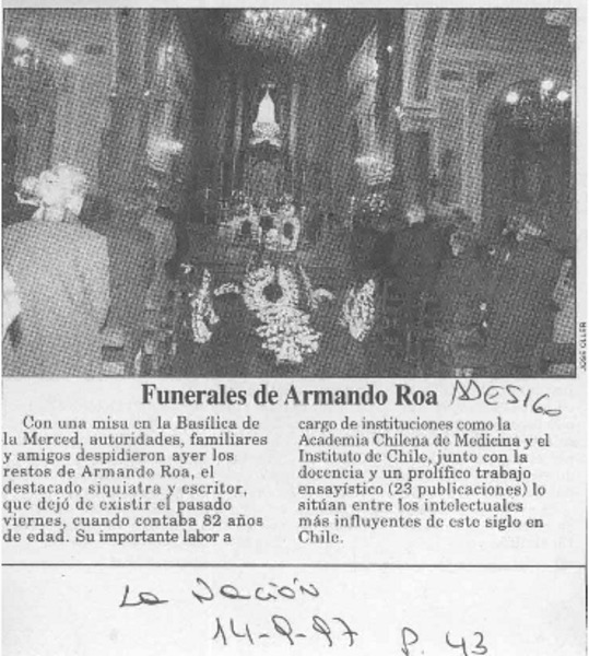 Funerales de Armando Roa  [artículo].
