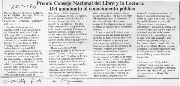 Premio Consejo Nacional del Libro y la Lectura, del anonimato al conocimiento público  [artículo].
