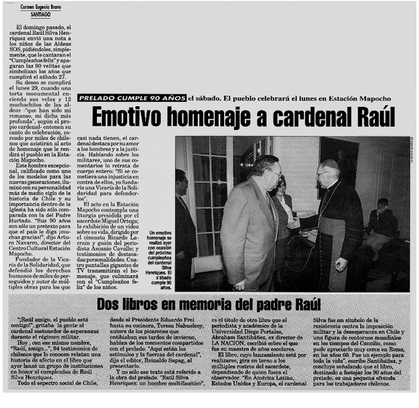 Emotivo homenaje a cardenal Raúl