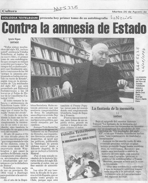 Contra la amnesia de estado  [artículo] Ignacio Iñíguez.