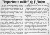 "Imperfecto exilio" de E. Volpe  [artículo].