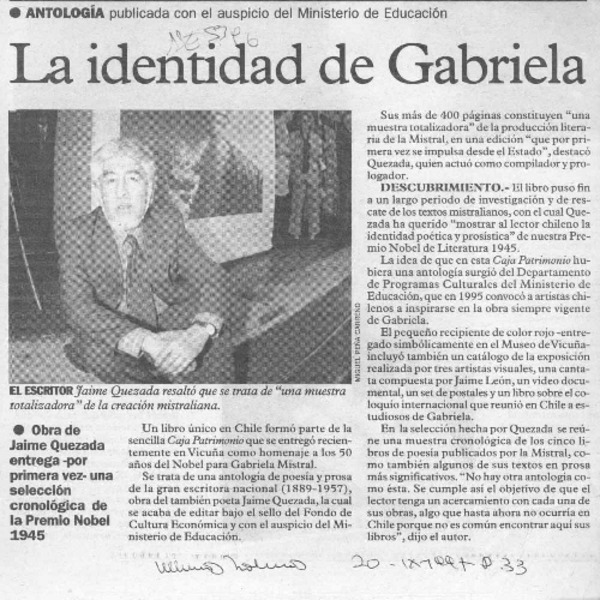 La Identidad de Gabriela  [artículo].