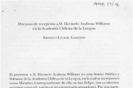 Discurso de recepción a D. Hermelo Arabena Williams en la Academia Chilena de la Lengua