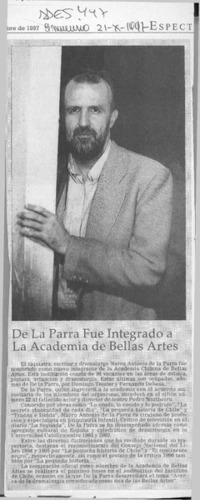 De la Parra fue integrado a la Academia de Bellas Artes  [artículo].