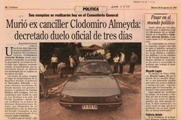 Murió ex canciller Clodomiro Almeyda, decretado duelo oficial de tres días