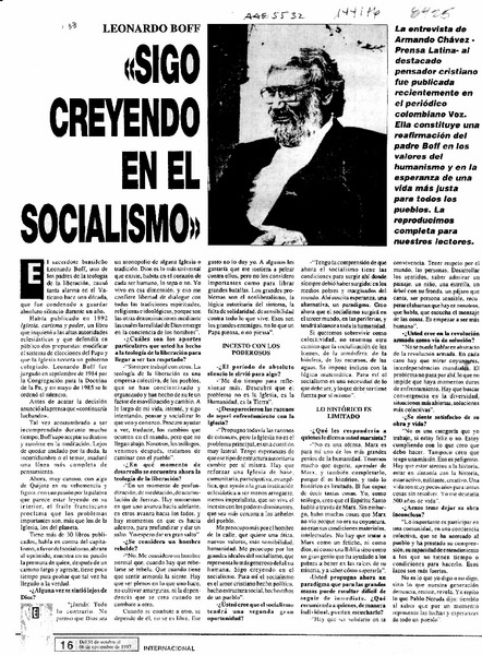 "Sigo creyendo en el socialismo"  [artículo].