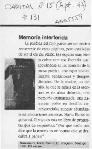 Memoria interferida  [artículo].
