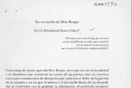 En recuerdo de Don Roque  [artículo] Lucía Invernizzi Santa Cruz.