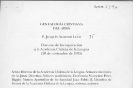 Genealogía cristiana del Abbá  [artículo] Joaquín Alliende Luco.
