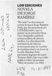 Novela de Jorge Ramírez  [artículo].