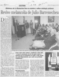 Revive melancolía de Julio Barrenechea  [artículo] Ximena Poo.