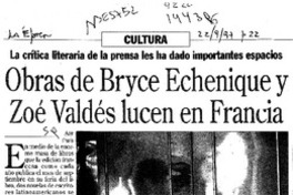 Obras de Bryce Echenique y Zoé Valdés lucen en Francia  [artículo].