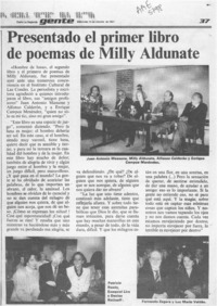Presentado el primer libro de poemas de Milly Aldunate  [artículo].