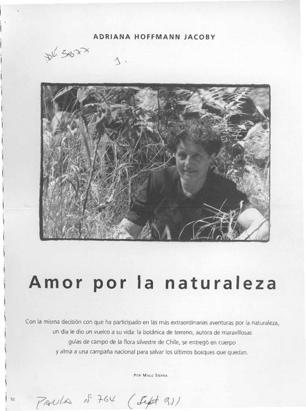 Amor por la naturaleza  [artículo] Malú Sierra.