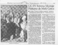 UC-TV estrena montaje póstumo de Malú Gatica