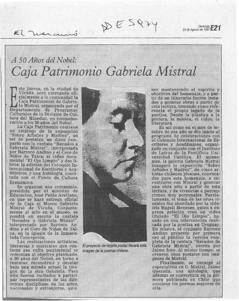 Caja patrimonio Gabriela Mistral  [artículo].
