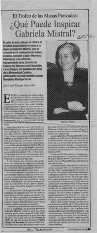 Qué puede inspirar Gabriela Mistral?  [artículo] Luis Vargas Saavedra.