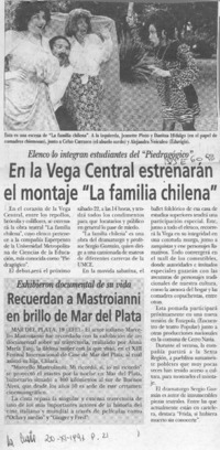 En la Vega Central estrenarán el montaje "La familia chilena"  [artículo].