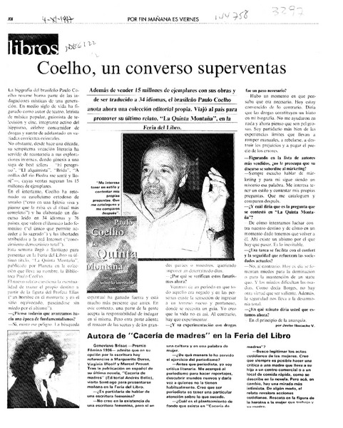 Coelho, un converso superventas  [artículo] Javier Ibacache V.