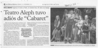 Teatro Aleph tuvo adiós de "Cabaret"  [artículo].