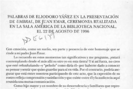Palabras de Eliodoro Yáñez en la presentación de Umbral, de Juan Emar  [artículo].