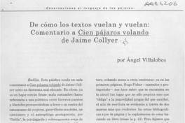 De cómo los textos vuelan y vuelan, comentario a Cien pájaros volando de Jaime Collyer  [artículo] Angel Villalobos.