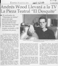 Andrés Wood llevará a la TV la pieza teatral "El desquite"  [artículo].